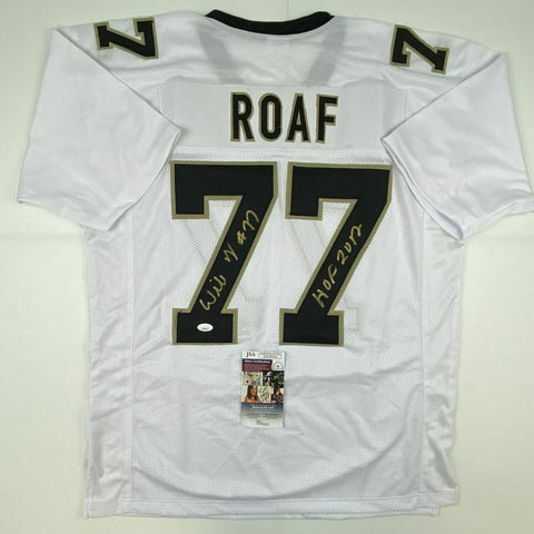 Autographed/Signed WILLIE ROAF HOF 2012 New Orleans White Jersey JSA COA Auto