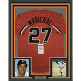 FRAMED Autographed/Signed JUAN MARICHAL 33x42 San Fran Orange Jersey JSA COA