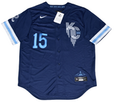 PATRICK MAHOMES AUTOGRAPHED KANSAS CITY ROYALS #15 NAVY NIKE JERSEY BECKETT