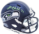 KAM CHANCELLOR AUTOGRAPHED SEAHAWKS BLUE SPEED MINI HELMET MCS HOLO 220825