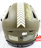 Marshall Faulk Signed Rams F/S Salute to Service Speed Flex Helmet w/HOF-BAWHolo