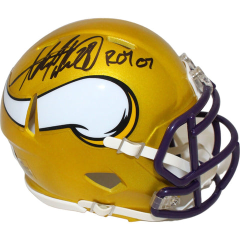 Adrian Peterson Autographed Minnesota Vikings Mini Helmet ROY Beckett 46637