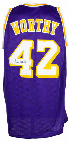 James Worthy Signed Los Angeles Lakers Jersey (JSA COA) 3xNBA Champion