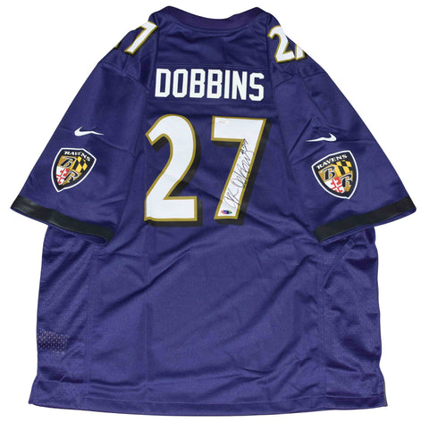 JK DOBBINS AUTOGRAPHED SIGNED BALTIMORE RAVENS #27 NIKE JERSEY JSA