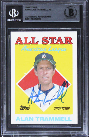 Tigers Alan Trammell Authentic Signed 1989 Topps #389 Card BAS Slabbed