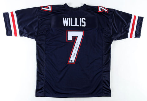 MALIK WILLIS SIGNED AUTOGRAPHED LIBERTY FLAMES #7 NAVY JERSEY BECKETT