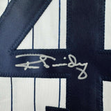 Framed Autographed/Signed Ron Guidry 35x39 New York Pinstripe Jersey BAS COA