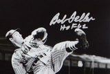 Bob Feller Signed Cleveland Indians 8x10 HOF B&W Pitching Photo- MLB Auth*Silver