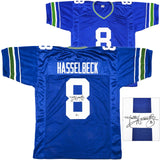 SEAHAWKS MATT HASSELBECK AUTOGRAPHED BLUE THROWBACK JERSEY BECKETT 230045