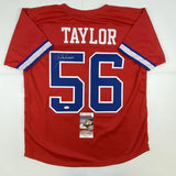 Autographed/Signed LAWRENCE TAYLOR New York Red Football Jersey JSA COA Auto