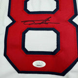 Framed Autographed/Signed Tanner Houck 35x39 Boston White Jersey JSA COA