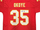 KANSAS CITY CHIEFS CHRISTIAN OKOYE AUTOGRAPHED RED JERSEY JSA STOCK #234521