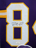 FRAMED IN SUEDE MINNESOTA VIKINGS RANDY MOSS AUTOGRAPHED SIGNED JERSEY JSA COA