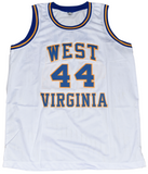 JERRY WEST SIGNED WEST VIRGINIA MOUNTAINEERS #44 WHITE BASKETBALL JERSEY JSA