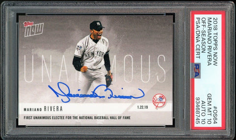 2018 Topps Now #OS64 Mariano Rivera Yankees On Card PSA 10/10 Auto GEM MINT