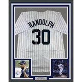 Framed Autographed/Signed Willie Randolph 33x42 NY Pinstripe Jersey BAS COA