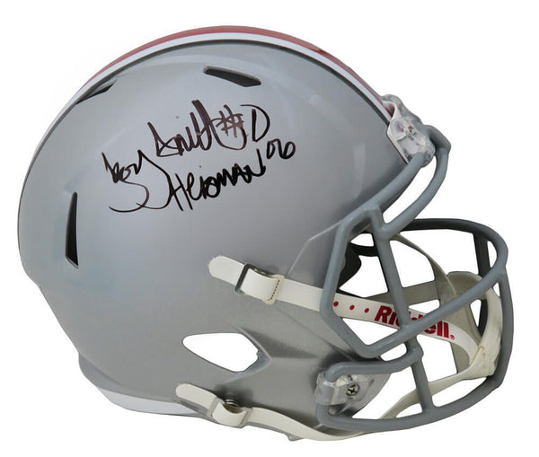 Troy Smith Signed Ohio State Riddell F/S Speed Replica Helmet w/Heisman'06 - SS