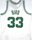 Larry Bird Autographed Celtics Mitchell & Ness White Jersey- Beckett W Hologram