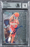 76ers Allen Iverson Signed 1996 Metal Universe #201 Rookie Card Auto 10 BAS Slab