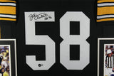 Jack Lambert Autographed/Signed Pro Style Framed Black XL Jersey Beckett 36212