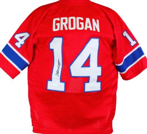 Steve Grogan Autographed Red Pro Style Jersey -JSA W *Black