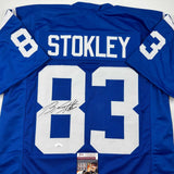 Autographed/Signed Brandon Stokley Indianapolis Blue Football Jersey JSA COA