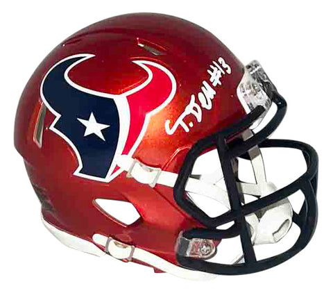 TANK DELL AUTOGRAPHED HOUSTON TEXANS RED ALT SPEED MINI HELMET BECKETT