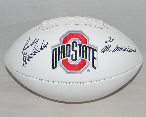 RANDY GRADISHAR AUTOGRAPHED SIGNED OHIO STATE BUCKEYES WHITE LOGO FOOTBALL JSA