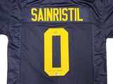 MICHIGAN MIKE SAINRISTIL AUTOGRAPHED BLUE JERSEY 23 NATL CHAMPS BECKETT 234648