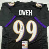 Autographed/Signed ODAFE OWEH Baltimore Black Football Jersey JSA COA Auto