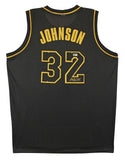 Magic Johnson Signed Black Pro Style Jersey w/ Black Numbers BAS Witnessed