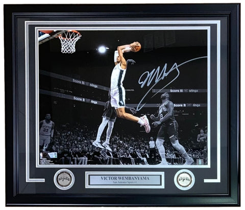 Victor Wembanyama Signed Framed 16x20 San Antonio Spurs Dunk Photo Fanatics