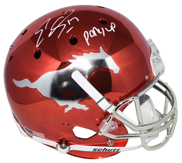 EMMANUEL SANDERS AUTOGRAPHED SMU MUSTANGS RED CHROME FULL SIZE HELMET BECKETT