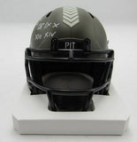 Rocky Bleier Signed/Inscr Salute To Service Mini Helmet Steelers Becket 191562