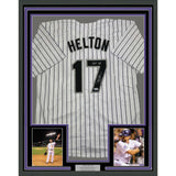 Framed Autographed/Signed Todd Helton HOF 35x39 Colorado Pin Jersey Tristar COA