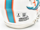 JASON TAYLOR AUTOGRAPHED DOLPHINS WHITE SPEED MINI HELMET BECKETT WITNESS 228817