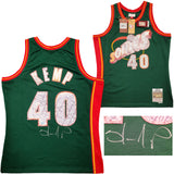 SONICS SHAWN KEMP AUTOGRAPHED GREEN AUTH M & N JERSEY NBA TOP 75 L MCS 203426