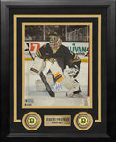 Jeremy Swayman in Goal Boston Bruins Autographed 8x10 Framed Photo JSA PSA