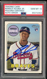 2018 Topps Heritage #580 Ronald Acuna Jr. Rookie Blue PSA/DNA Auto GEM MINT 10