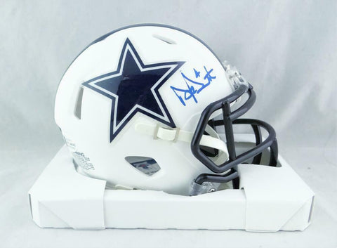 Dak Prescott Signed Dallas Cowboys Flat White Mini Helmet - Beckett W Auth *Blue