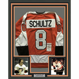 FRAMED Autographed/Signed DAVE "THE HAMMER" SCHULTZ 33x42 Orange Jersey JSA COA