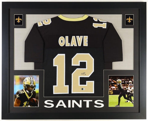 Chris Olave Signed New Orleans Saints 35x43 Framed Jersey (Beckett)Wide Receiver