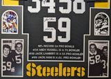 FRAMED PITTSBURGH STEELERS 24 PRO BOWLS 3x SIGNED STAT JERSEY JSA COA