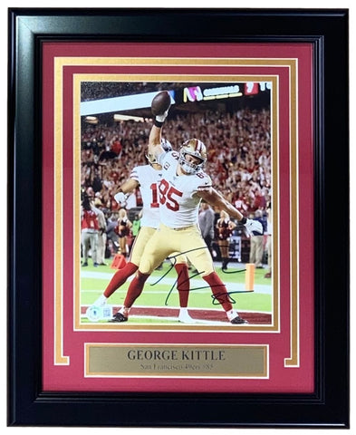 George Kittle Signed Framed 8x10 San Francisco 49ers Spike Photo BAS