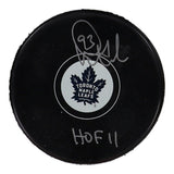 Doug Gilmour Signed Toronto Maple Leafs Logo Puck Inscribed "HOF 11" (JSA COA)