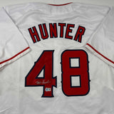 Autographed/Signed Torii Hunter Los Angeles Anaheim White Jersey Beckett BAS COA