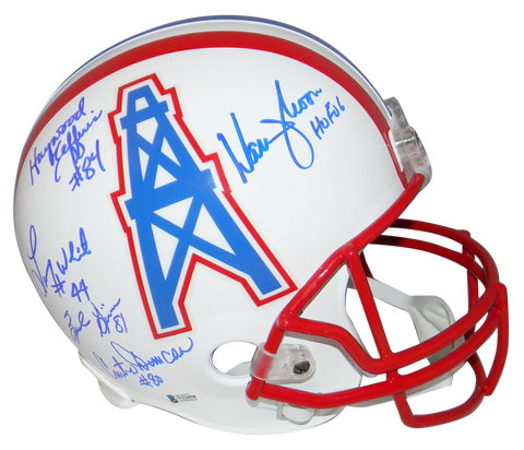 WARREN MOON JEFFIRES WHITE GIVINS RUN & SHOOT SIGNED HOUSTON OILERS F/S HELMET