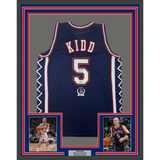 FRAMED Autographed/Signed JASON KIDD 33x42 Blue Jersey Beckett BAS COA