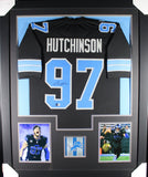 AIDEN HUTCHINSON (Lions black TOWER) Signed Autographed Framed Jersey Beckett