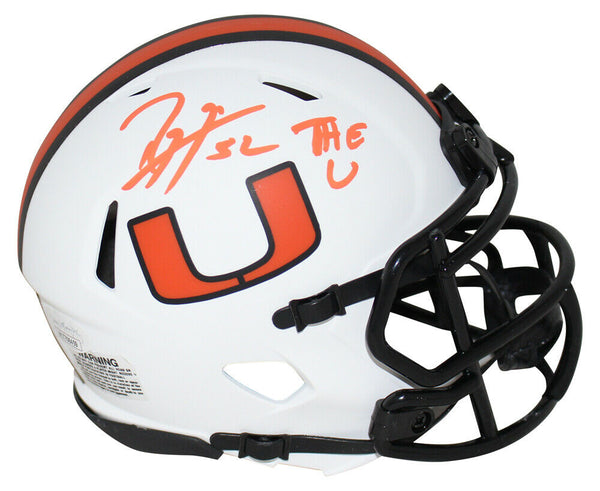 Ray Lewis Autographed Miami Hurricanes Lunar Mini Helmet The U JSA 33751